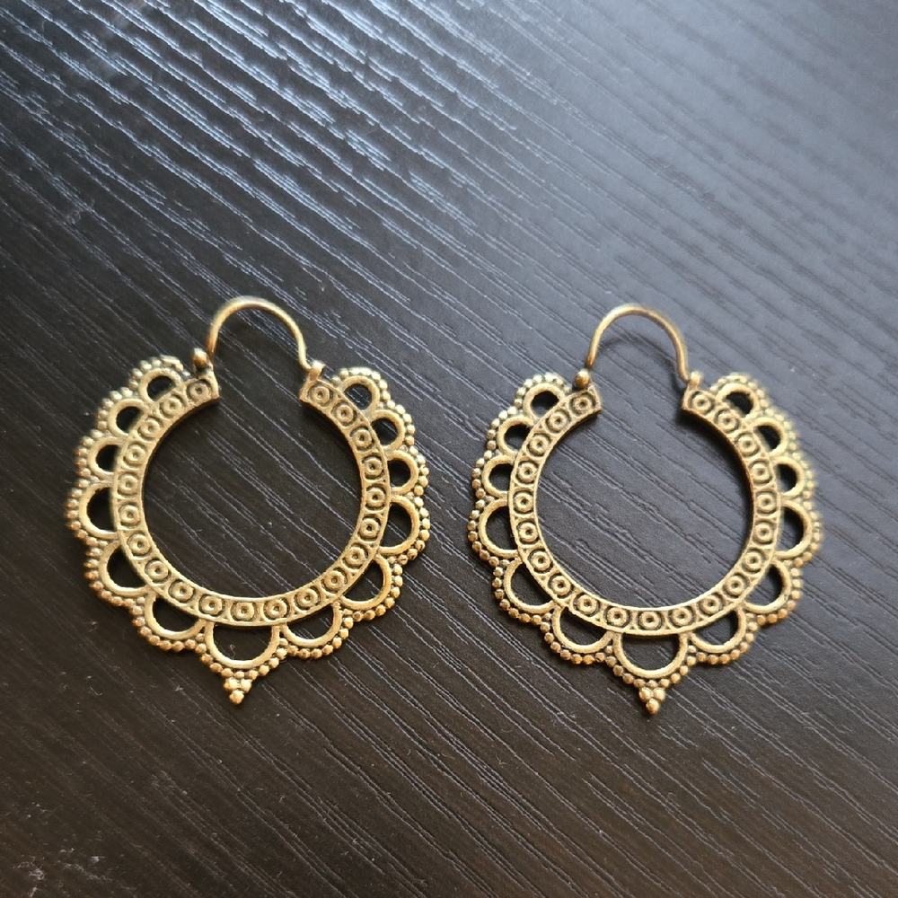 Brass Lacey Boho Hoops